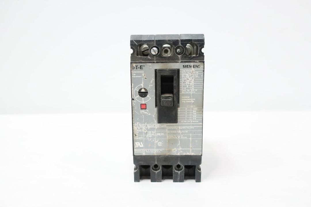 SIEMENS ED63A10 MOLDED CASE CIRCUIT BREAKER 3P 100A 600V-AC 250V-DC