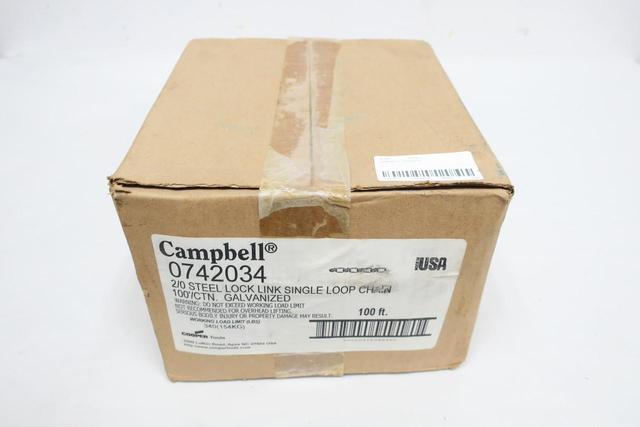 CAMPBELL 0742034 2/0 STEEL LOCK LINK SINGLE LOOP CHAIN 100FT