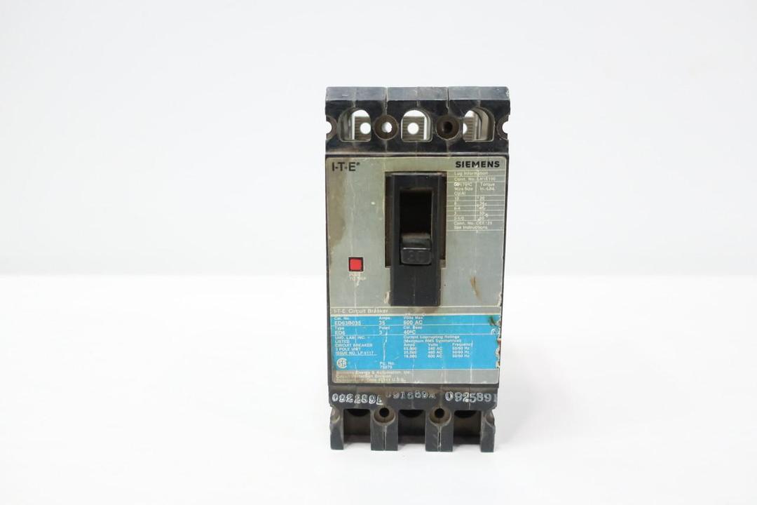 SIEMENS ED63B035 MOLDED CASE CIRCUIT BREAKER 3P 35A 600V-AC