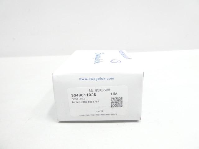 SWAGELOK SS-83KS6MM MANUAL STAINLESS BALL VALVE 1/4IN TUBE