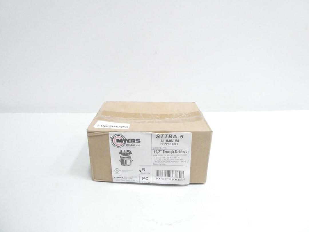 BOX OF 5 CROUSE HINDS MYERS STTBA-5 ALUMINUM THROUGH-BULKHEAD 1-1/2IN