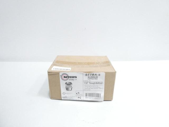 BOX OF 5 CROUSE HINDS MYERS STTBA-5 ALUMINUM THROUGH-BULKHEAD 1-1/2IN