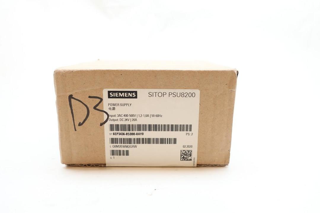 SIEMENS 6EP3436-8SB00-0AY0 POWER SUPPLY 24V-DC 20A AMP 400-500V-AC