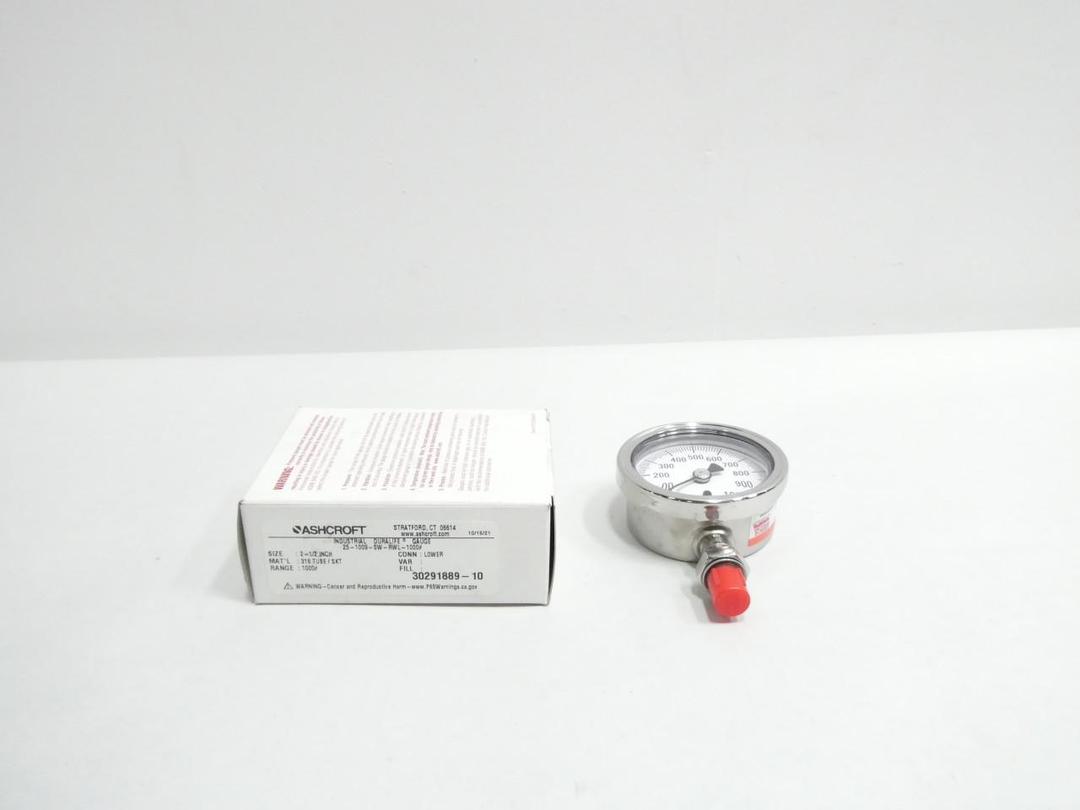 ASHCROFT 25-1009-SW-RWL-1000 PRESSURE GAUGE 2-1/2IN 0-1000PSI