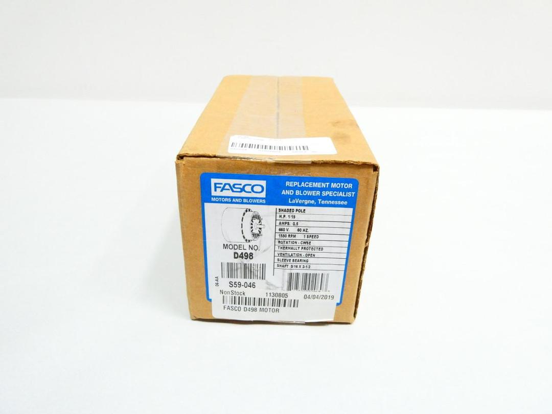 FASCO D498 AC MOTOR 1/15HP 1550RPM 460V-AC