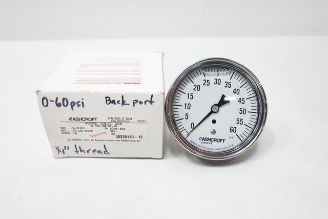 ASHCROFT 35-1009-AWL-02B-60 PRESSURE GAUGE 3-1/2IN 1/4IN NPT 0-60PSI