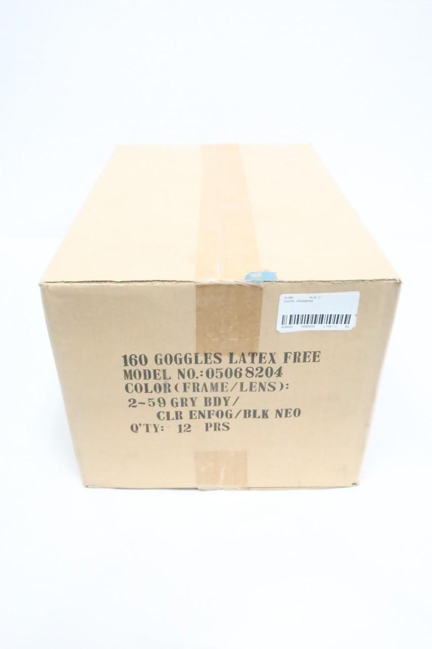 BOX OF 12 ENCON 05068204 ENFOG CLEAR LENS/GRAY FRAME GOGGLE