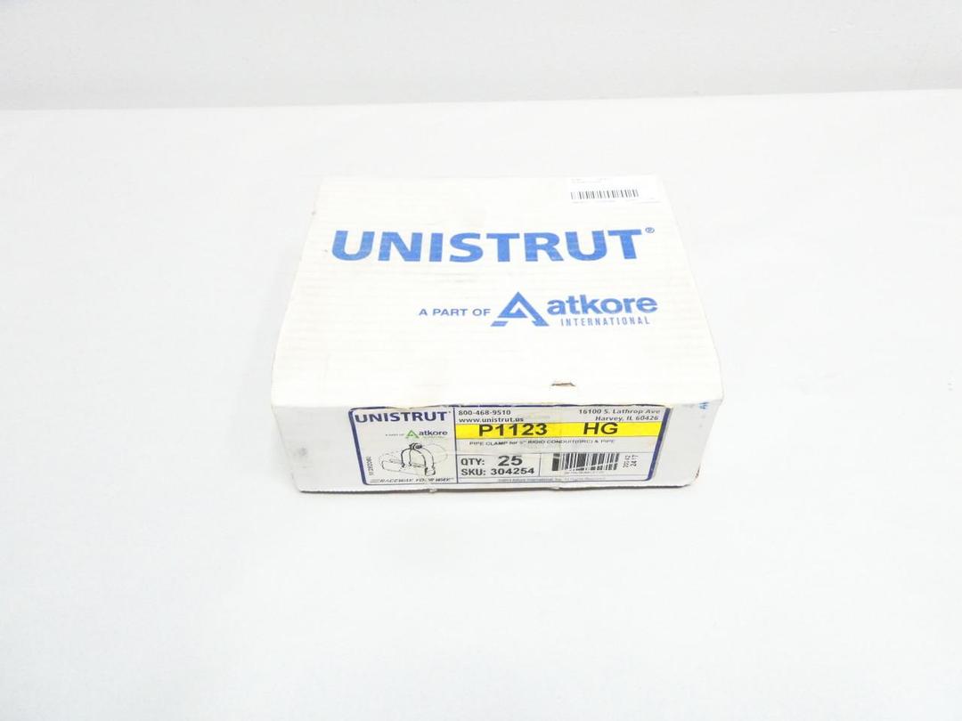 BOX OF 25 UNISTRUT P1123 HG PIPE CLAMP FOR 5IN RIGID CONDUIT