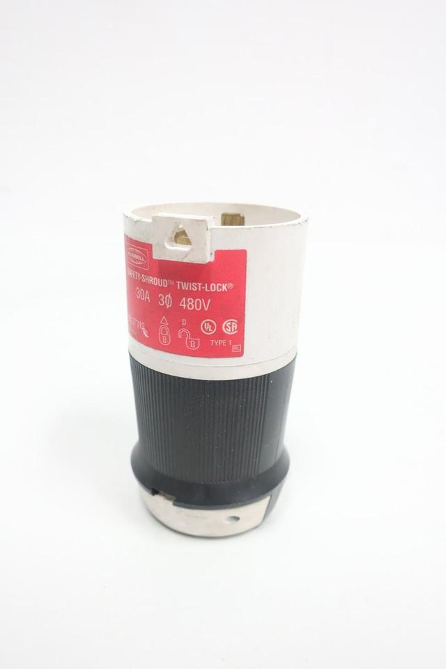 HUBBELL HBL2731S SAFETY-SHROUD TWIST-LOCK PLUG 3P 4W 30A AMP 480V-AC