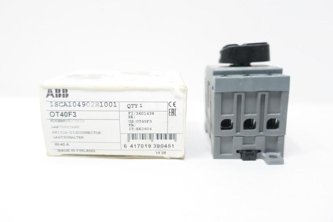 ABB 1SCA104902R1001 OT40F3 NON-FUSIBLE DISCONNECT SWITCH 3P 40A AMP 600V-AC