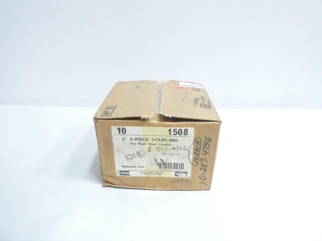 BOX OF 10 HUBBELL RACO 1508 IRON 3-PIECE COUPLING CONDUIT FITTING 2IN