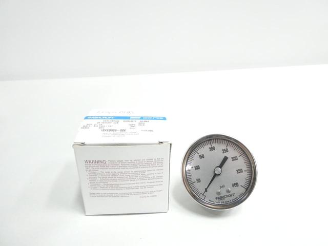 ASHCROFT 25-1009-SW-02B-400 PRESSURE GAUGE 2-1/2IN 0-400PSI 1/4IN NPT