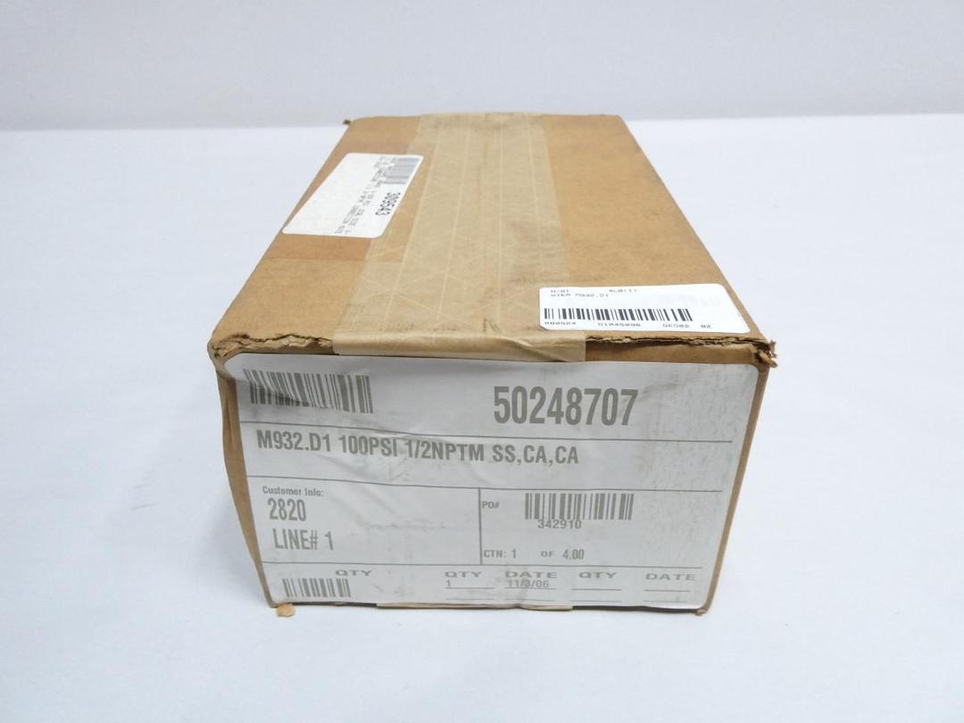 WIKA M932.D1 PRESSURE GAUGE 4-1/2IN 0-100PSI 1/2IN NPT