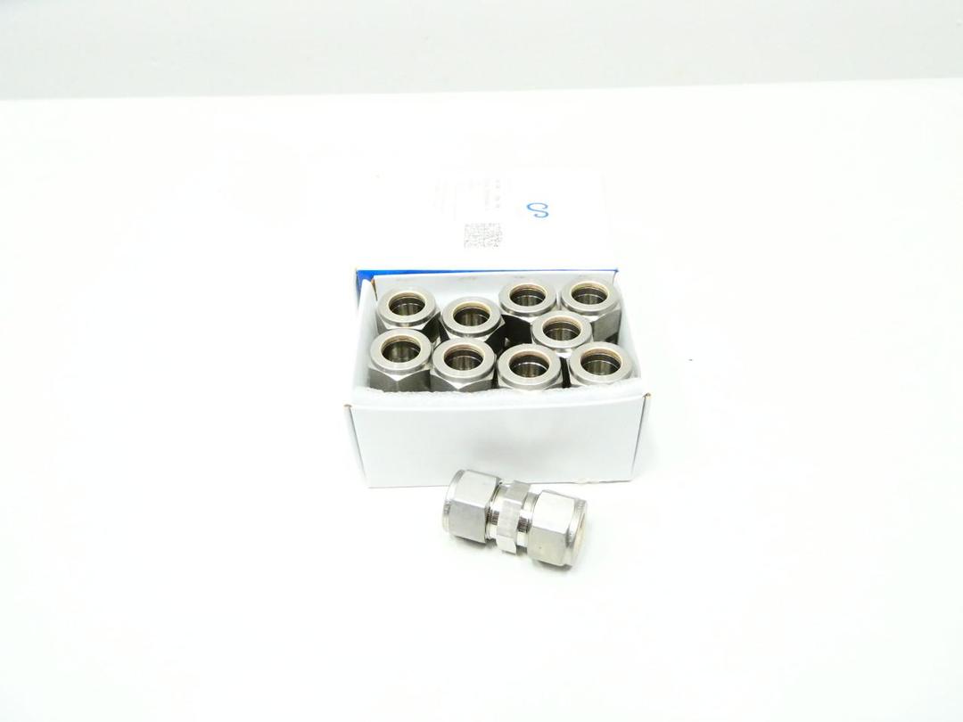 BOX OF 10 SWAGELOK SS-1010-6 STAINLESS PIPE UNION 5/8IN TUBE