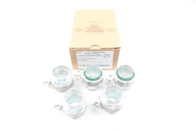 BOX OF 5 AMERICAN FITTINGS STR150GLAL STRAIGHT LIQUIDTIGHT CONNECTOR 1-1/2IN