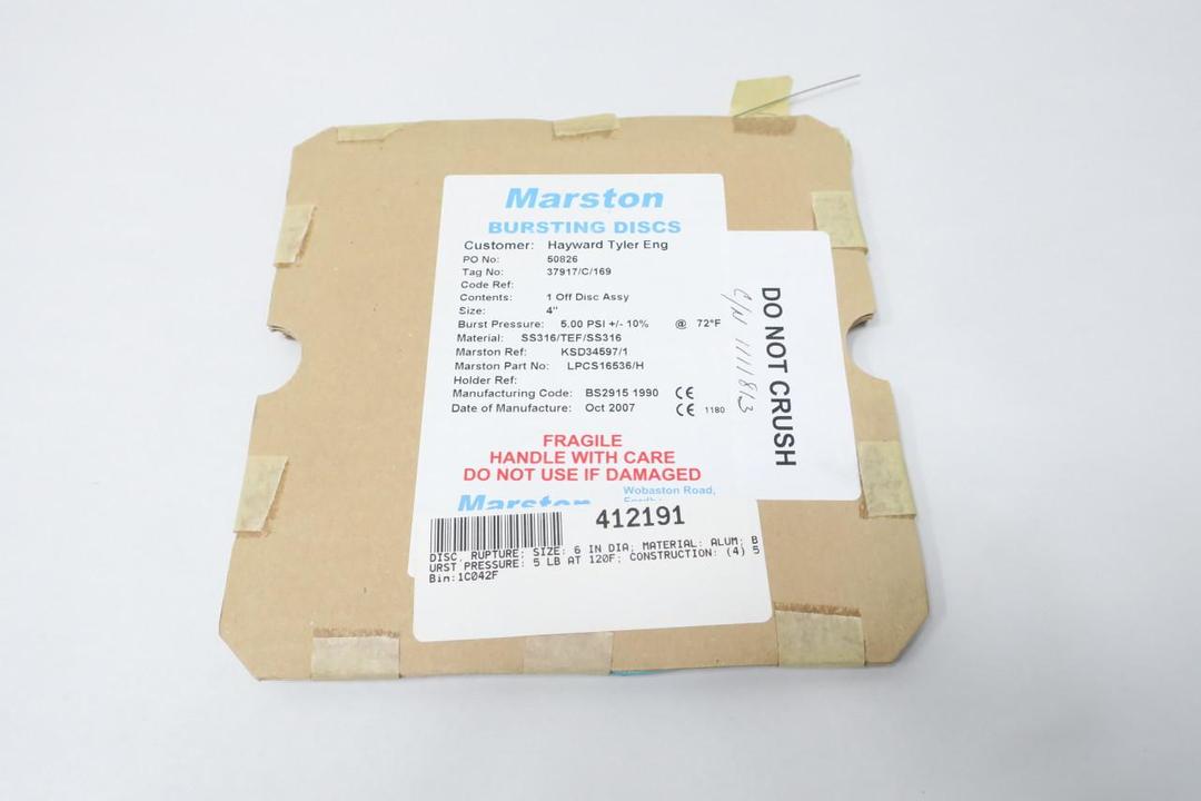 MARSTON BS2915 1990 5PSI 4IN RUPTURE DISC