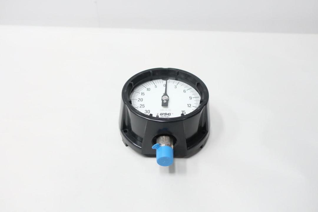 USG 1981 PRESSURE GAUGE 0-15PSI 4-1/2IN 1/2IN NPT 0-30IN-HG