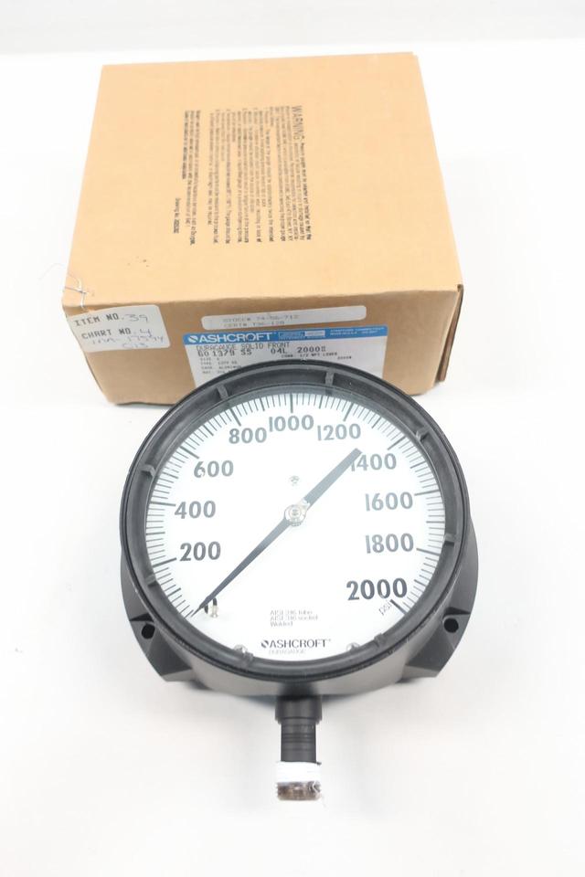 ASHCROFT 60-1379-SS-04L-2000 PRESSURE GAUGE 0-2000PSI 6IN 1/2IN NPT