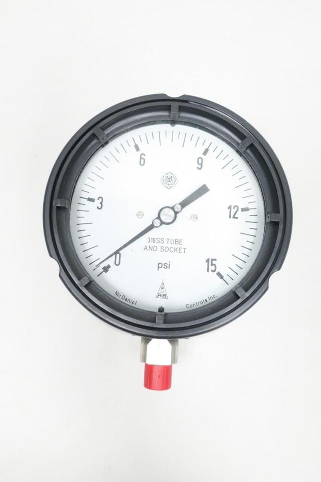 MCDANIEL CONTROLS MPB/SAA AB21031 PRESSURE GAUGE 4-1/2IN 0-15PSI 1/4IN NPT