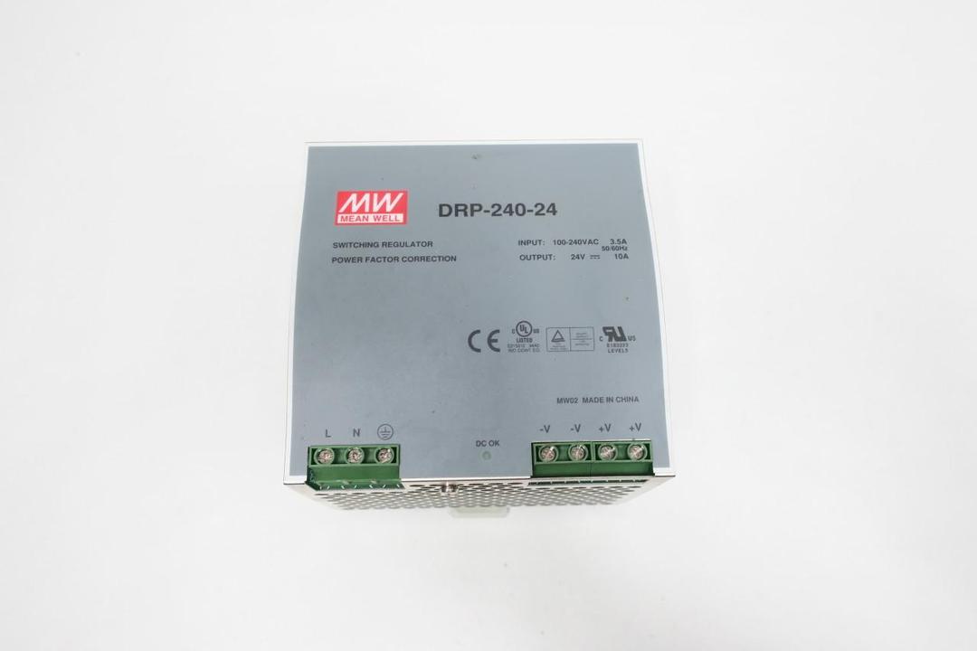 MEAN WELL DRP-240-24 SWITCHING REGULATOR POWER SUPPLY 100-240V-AC 10A AMP 24V-DC