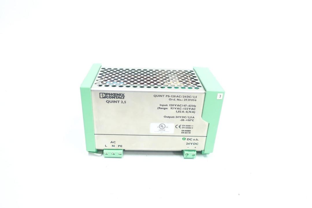 PHOENIX CONTACT 2939056 QUINT PS-120AC/24DC/2.5 POWER SUPPLY 120V-AC 2.5A 24V-DC