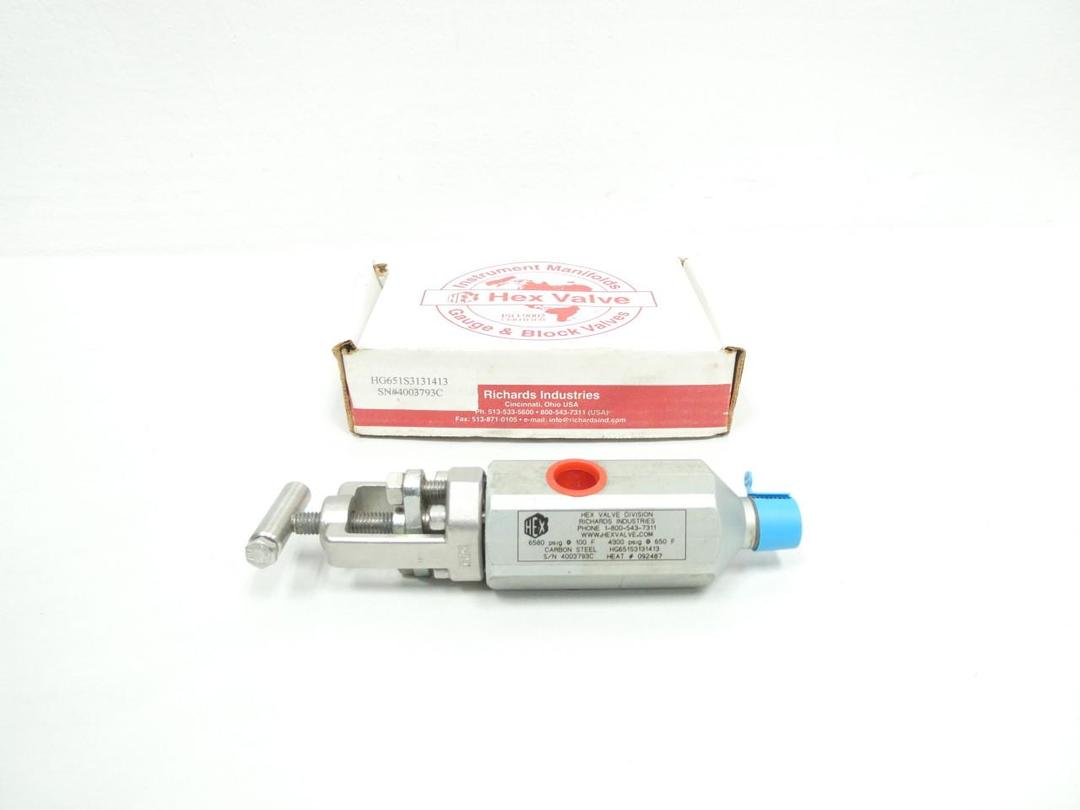 HEX VALVE HG651S3131413 STEEL NEEDLE VALVE 6580PSI 1/2IN NPT