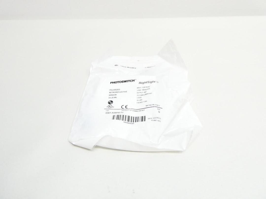 ALLEN BRADLEY 42EF-P2MPB-F4 RIGHTSIGHT PHOTOELECTRIC SENSOR 10.8-30V-DC