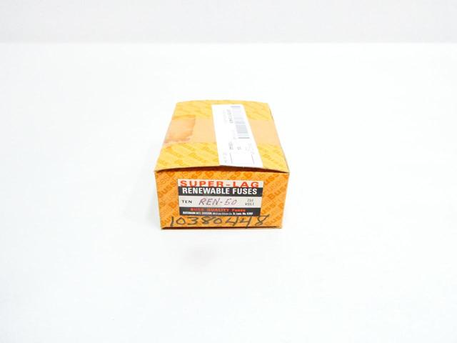 BOX OF 10 COOPER BUSSMANN REN-50 SUPER-LAG RENEWABLE FUSE 50A AMP 250V-AC