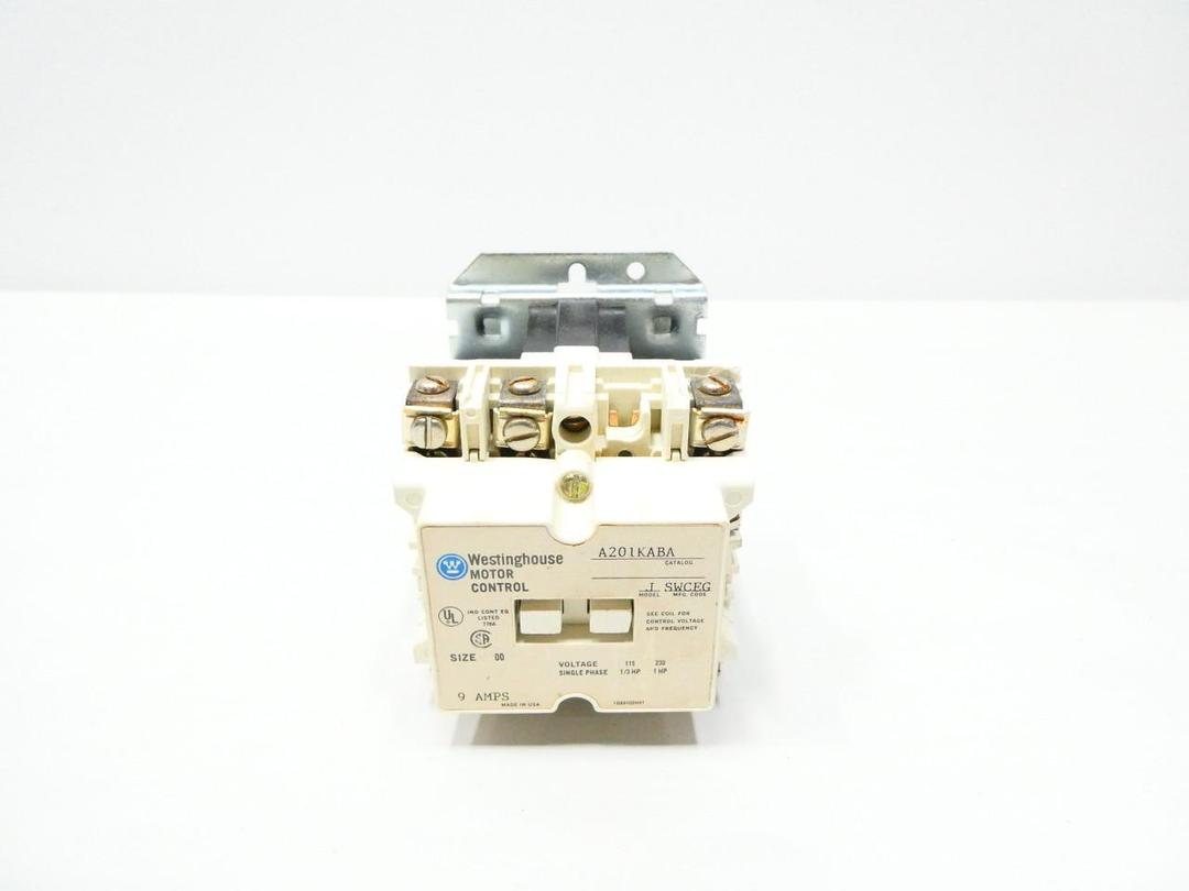WESTINGHOUSE A201KABA SIZE 00 AC CONTACTOR 120V-AC 9A AMP 1HP