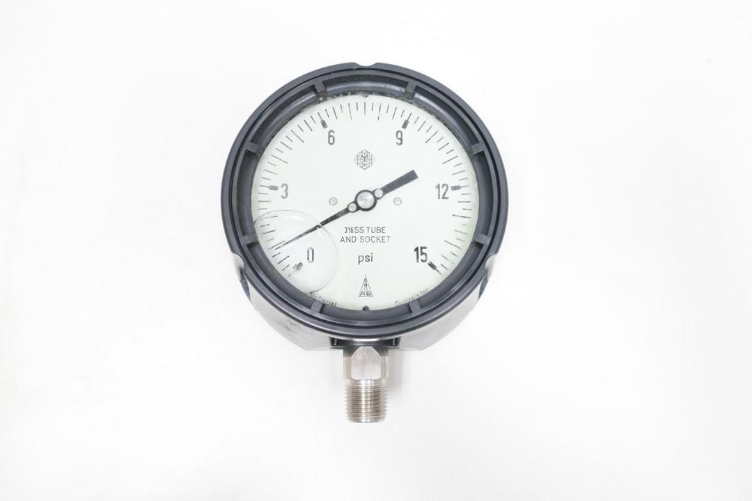 MCDANIEL CONTROLS MPB/SCA AB31002 PRESSURE GAUGE 4-1/2IN 0-15PSI 1/2IN NPT
