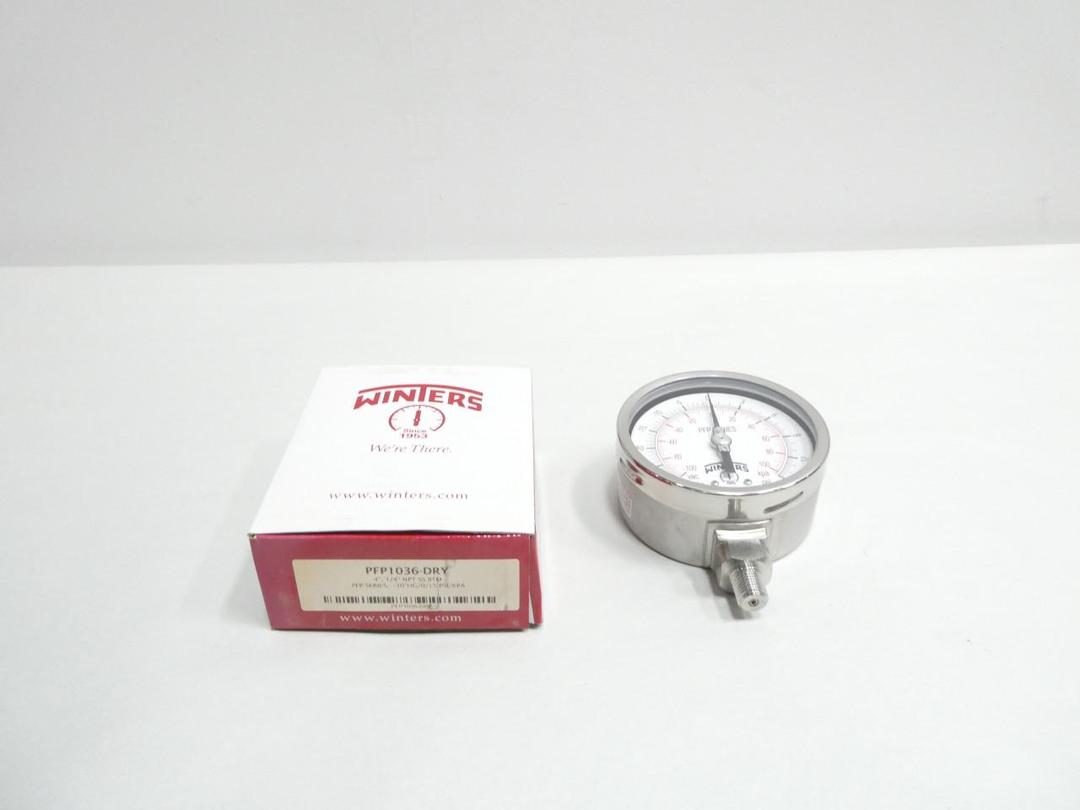 WINTERS PFP1036-DRY PRESSURE GAUGE -30-0IN-HG 0-15PSI 4IN 1/4IN NPT