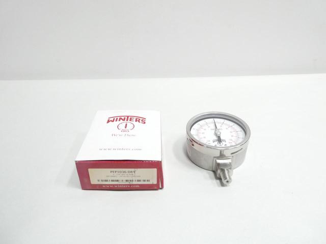 WINTERS PFP1036-DRY PRESSURE GAUGE -30-0IN-HG 0-15PSI 4IN 1/4IN NPT