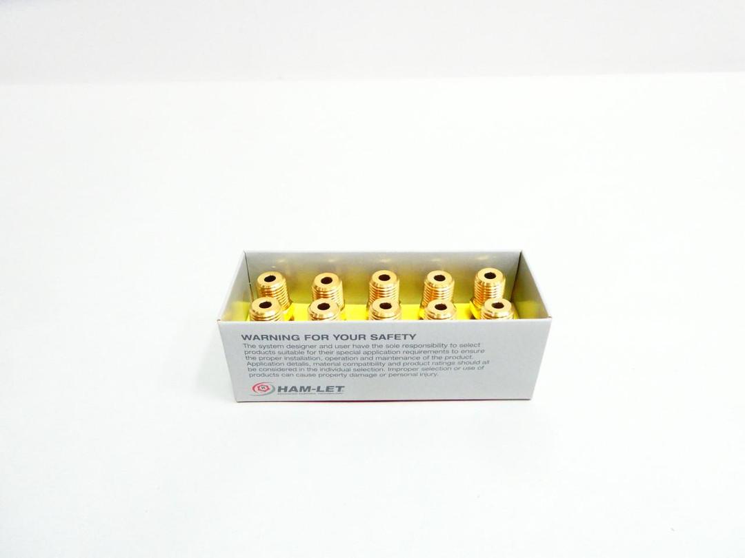 BOX OF 10 HAM-LET 768L B 1/4X1/4 BRASS MALE CONNECTOR TUBE FITTING 1/4IN NPT