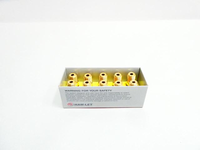 BOX OF 10 HAM-LET 768L B 1/4X1/4 BRASS MALE CONNECTOR TUBE FITTING 1/4IN NPT