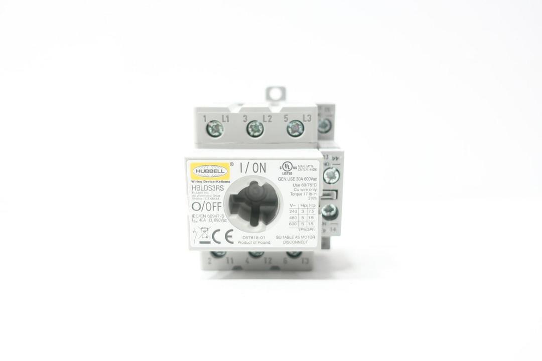HUBBELL HBLDS3RS NON-FUSIBLE DISCONNECT SWITCH 3P 30A AMP 600V-AC