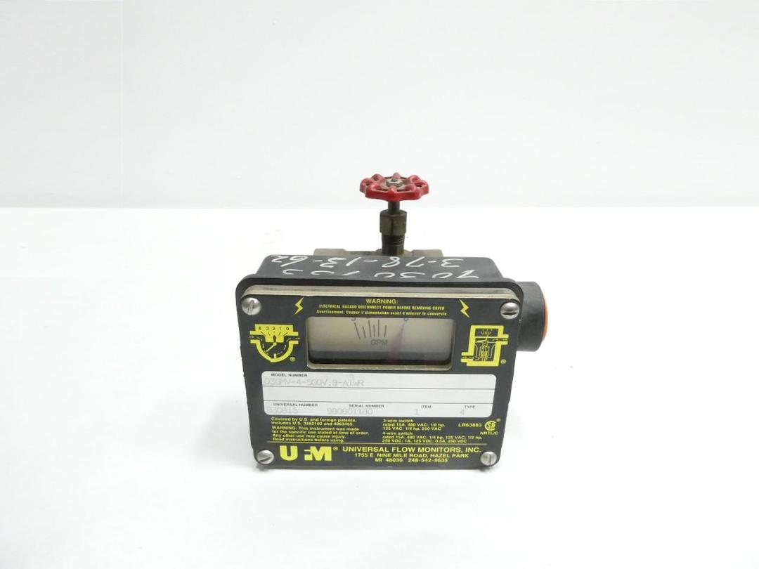 UFM 03GMV-4-500V.9-A1WR VARIABLE AREA FLOW METER 0-3GPM 1/2IN NPT
