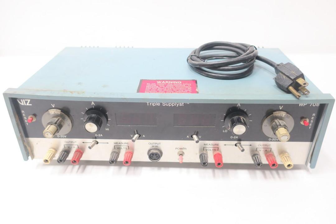 VIZ WP-708 TRIPLE DC POWER SUPPLYST 110/120V-AC 2A AMP 0-20V-DC 240W