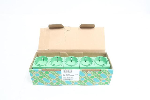 BOX OF 5 PHOENIX CONTACT EO-CF/UT/LED/GN 0804027 CABINET SOCKET 16A AMP 250V-AC