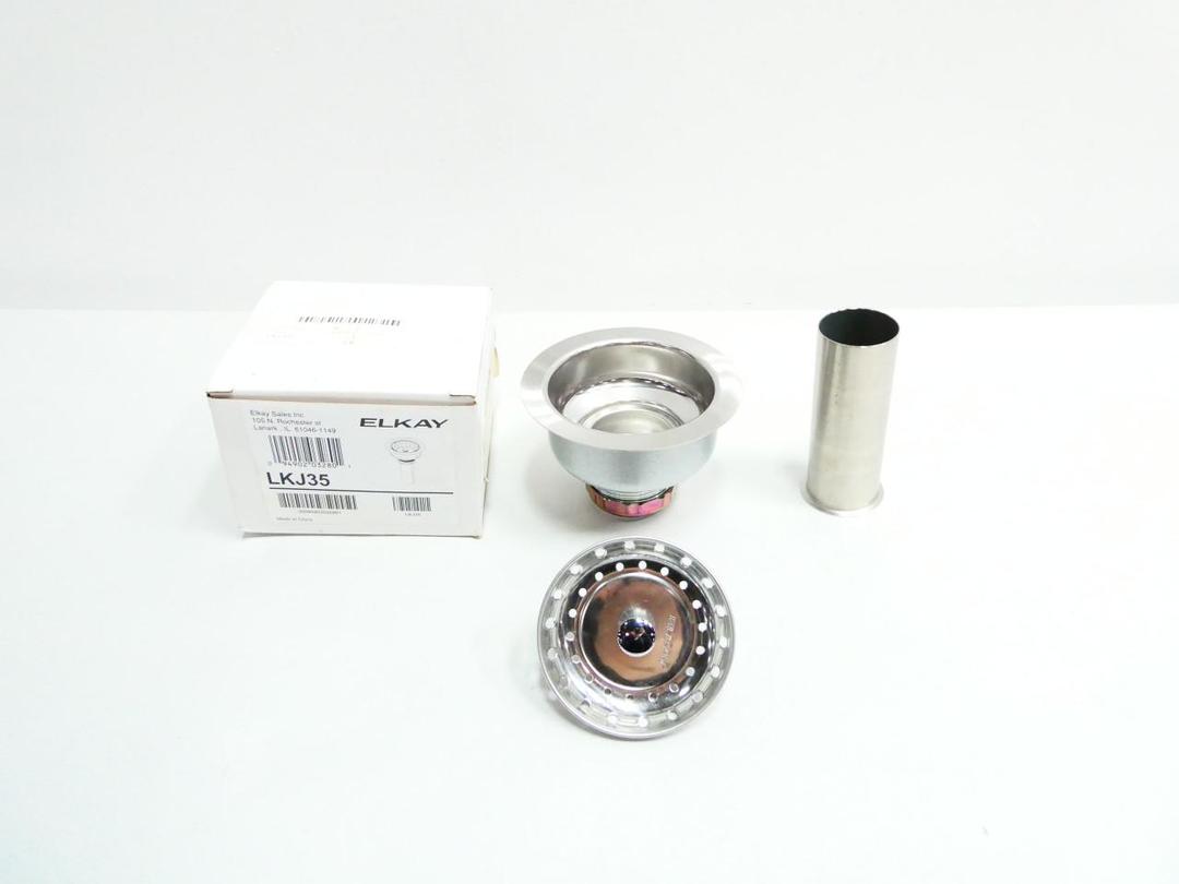 ELKAY LKJ35 DRAIN FITTING 3-1/2IN WITH STRAINER BASKET MATTE FINISH