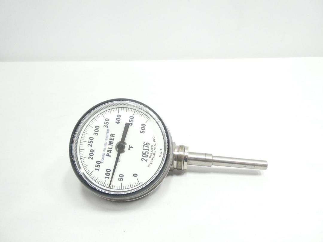PALMER INSTRUMENTS 205176 BIMETAL THERMOMETER 4IN 3-1/2IN 1IN NPT 0-500F