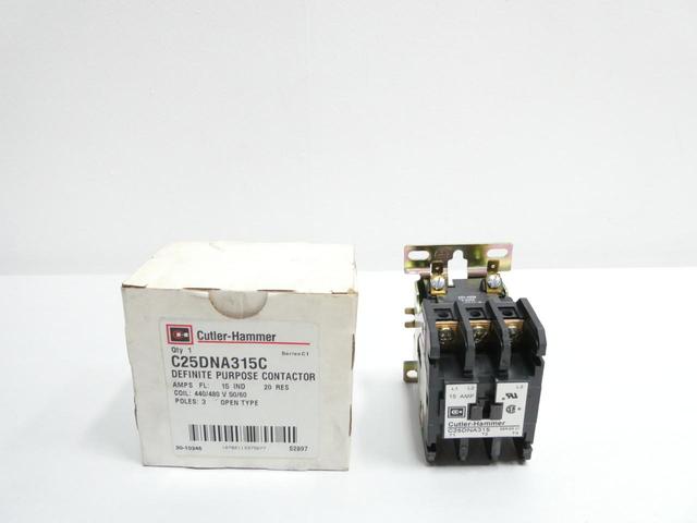CUTLER HAMMER C25DNA315 CONTACTOR 440-480V-AC 15A AMP 5HP