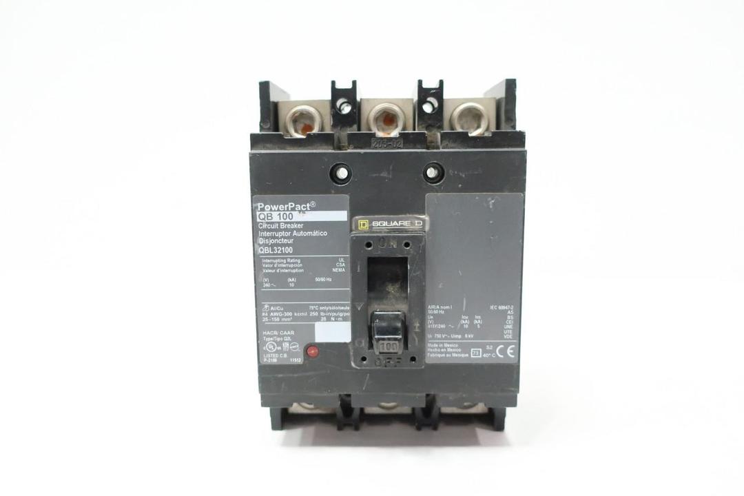 SQUARE D QBL32100 MOLDED CASE CIRCUIT BREAKER 3P 100A