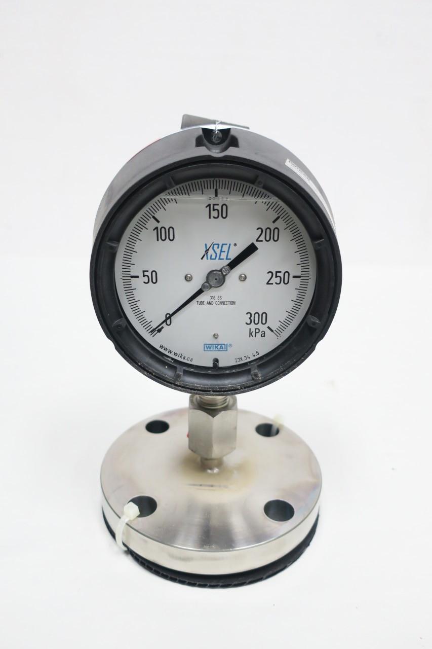 WIKA 232.34 XSEL PRESS GAUGE 4-1/2IN 1/2IN NPT 0-300KPA 2IN 150 STAINLESS FLANGE