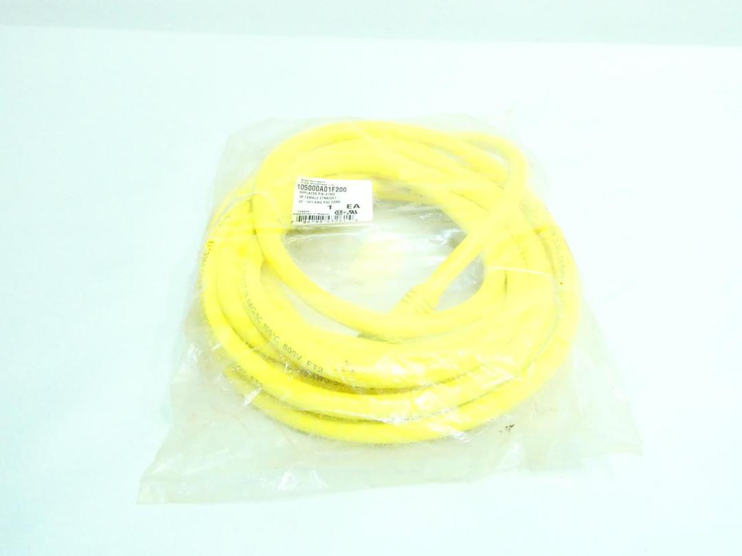 WOODHEAD 105000A01F200 5 PIN STRAIGHT FEMALE CABLE 20FT 600V-AC