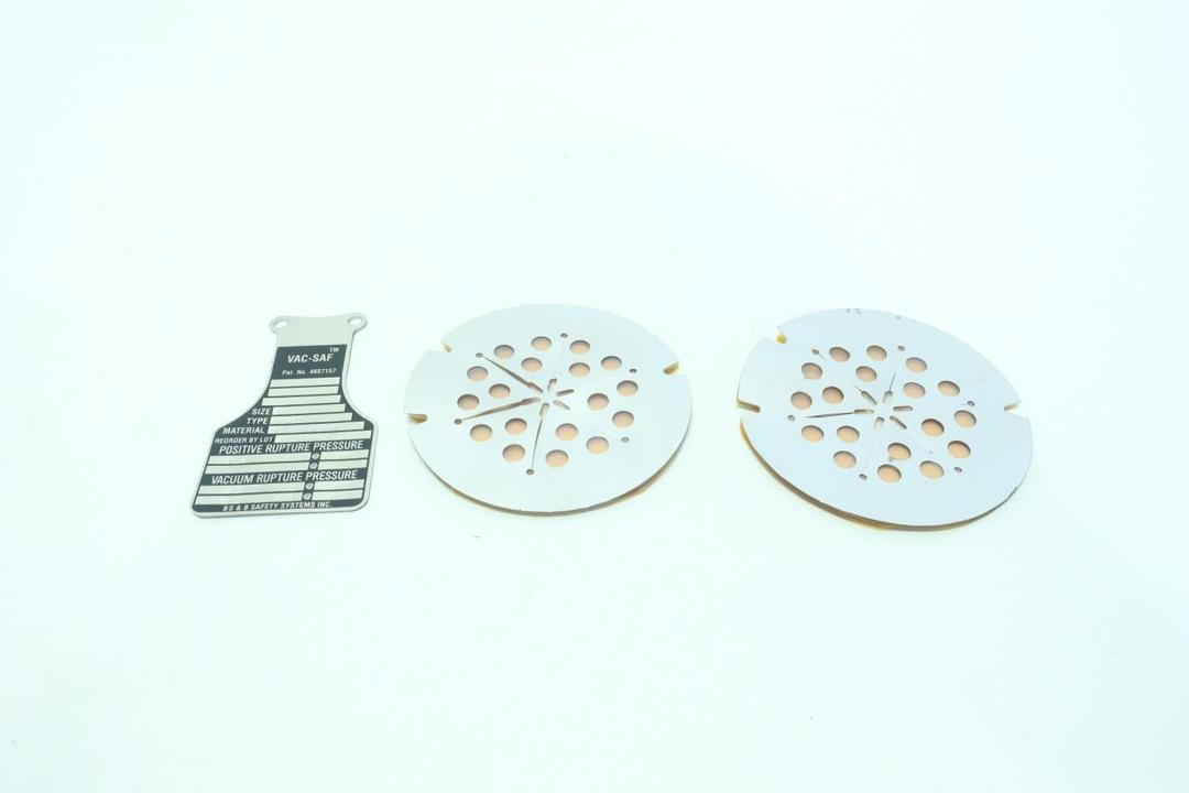 SET OF 2 BS&B AVB-ST VAC-SAF STAINLESS 10.8PSI 2IN RUPTURE DISC