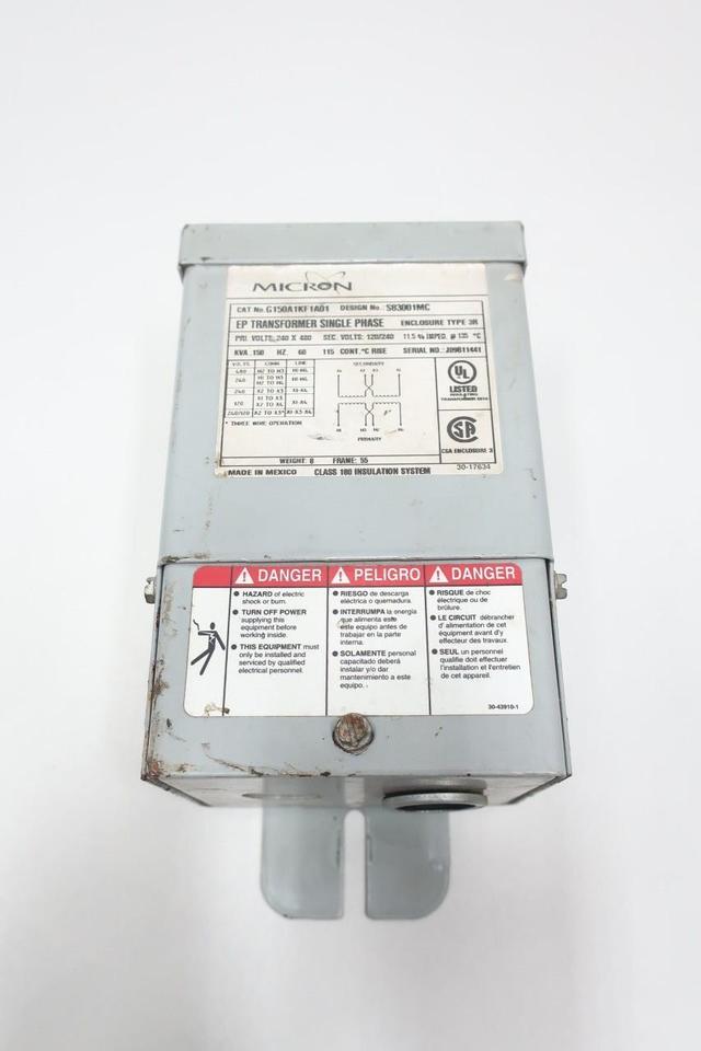 MICRON G150A1KF1A01 VOLTAGE TRANSFORMER 1PH 150VA 240/480V-AC 120/240V-AC