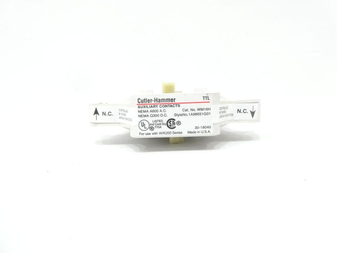 CUTLER HAMMER WM16H AUXILIARY CONTACTOR 600V-AC