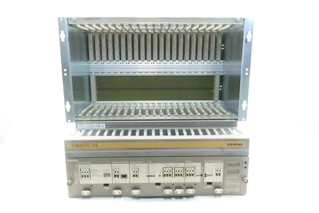 SIEMENS 6ES5 955-3LC42 6ES5183-3UA13 SIMATIC S5 POWER SUPPLY MODULE W/ RACK