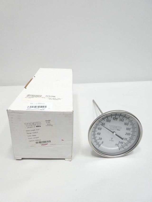 TREND TI.52 52090A206G4 BIMETAL THERMOMETER 1/2IN NPT 0-250F 9IN