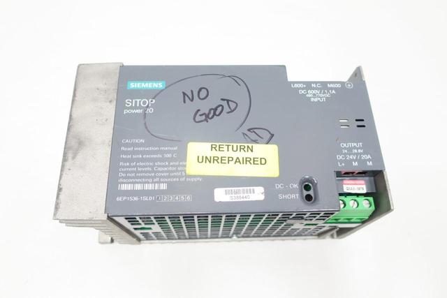 SIEMENS 6EP1536-1SL01 SITOP POWER 20 POWER CONVERTER 600V-DC 20A AMP 24V-DC